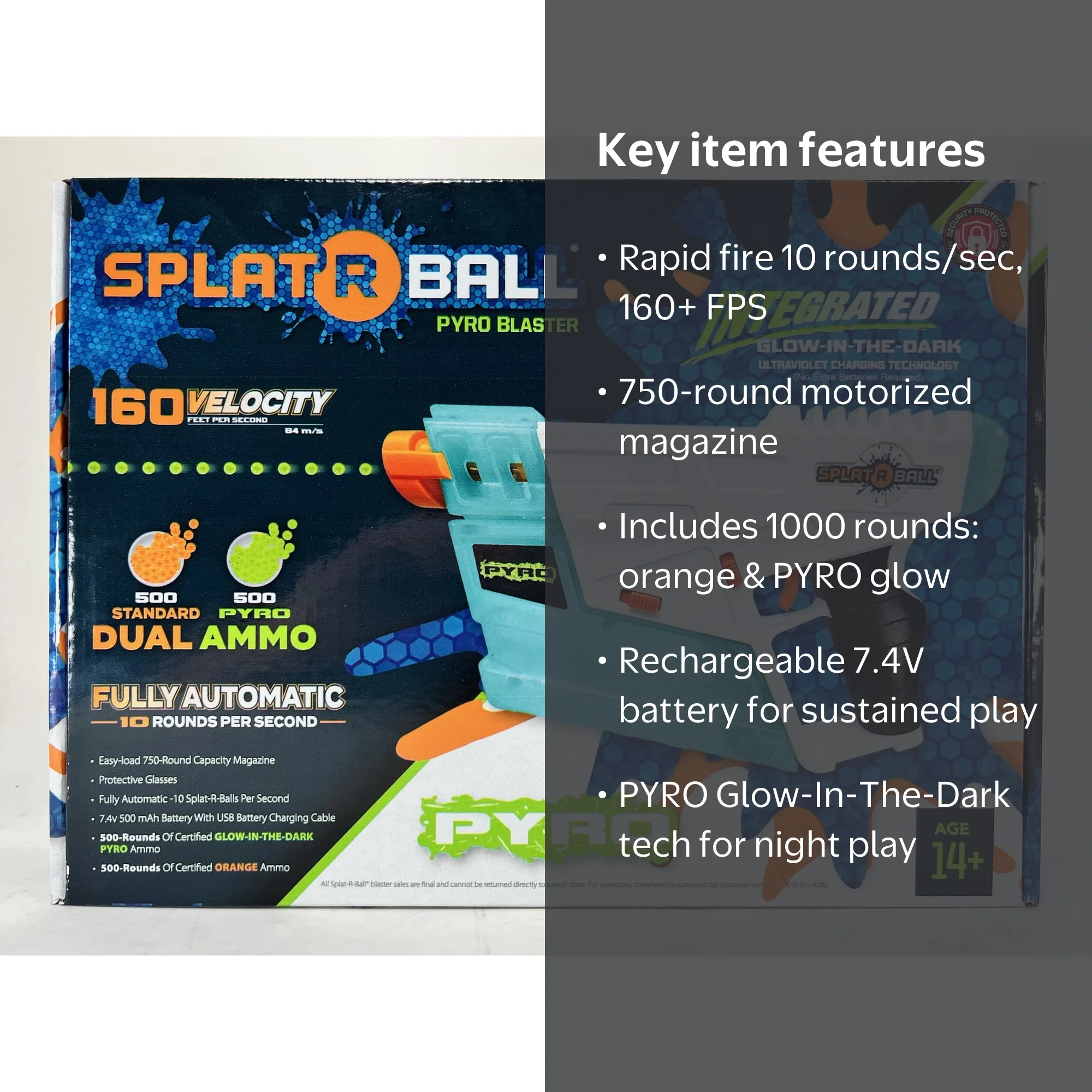 Splat-R-Ball SRB750 Pyro Blaster Kit with 750 Mag, Glow Ammo