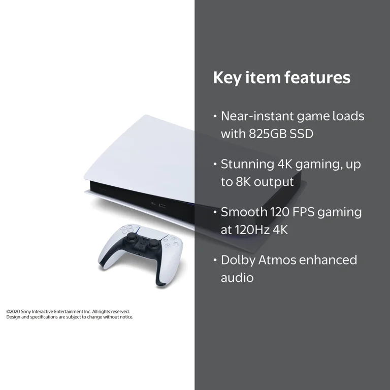 PlayStation, Gaming Console, 825GB SSD Digital Version, White