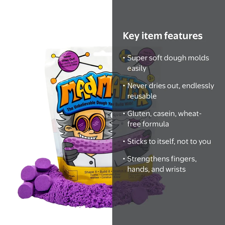 Mad Mattr Super Soft Sensory Modeling Dough 10oz. (Purple), Arts