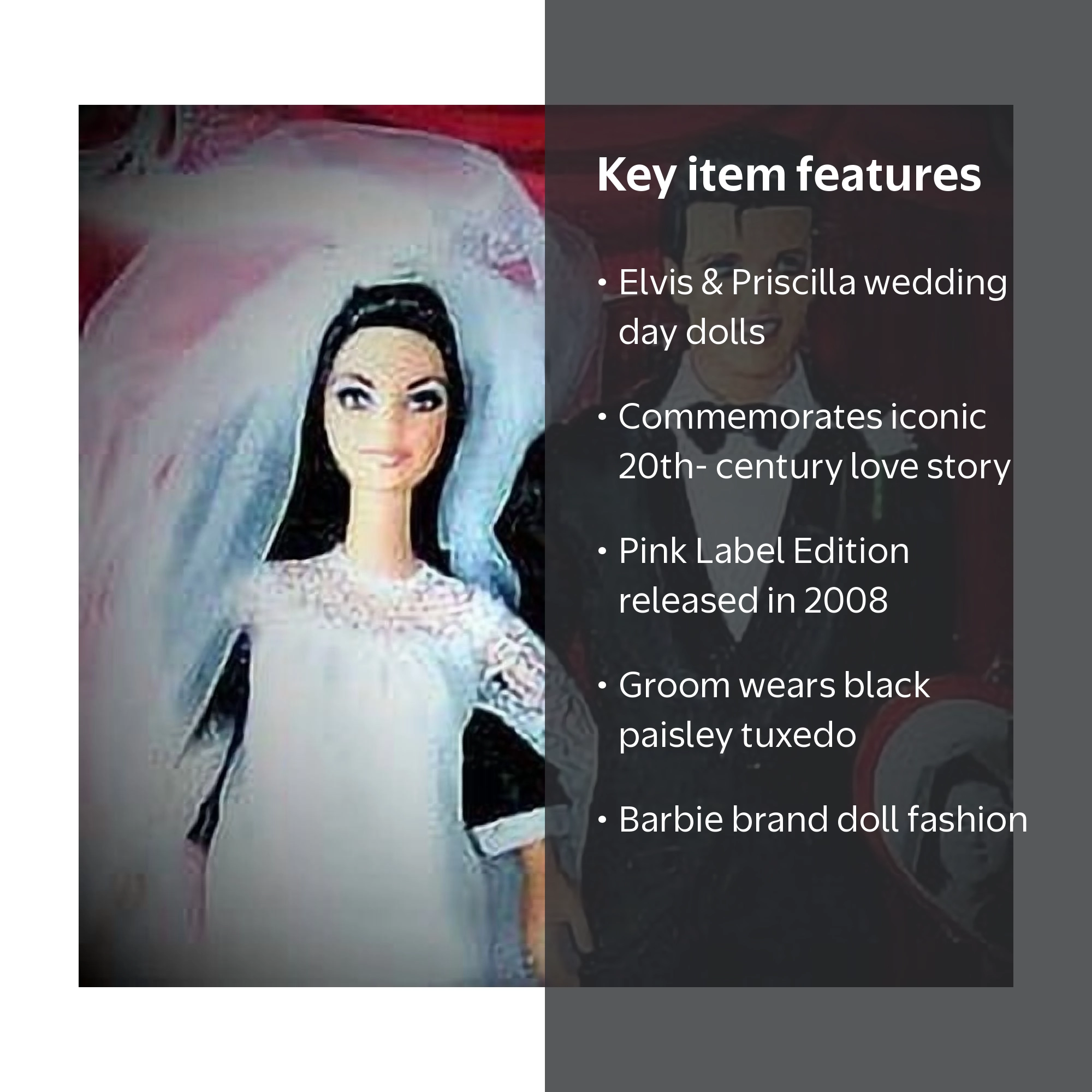 Barbie, Elvis and Priscilla Wedding Day Doll Gift Set, Pink Label