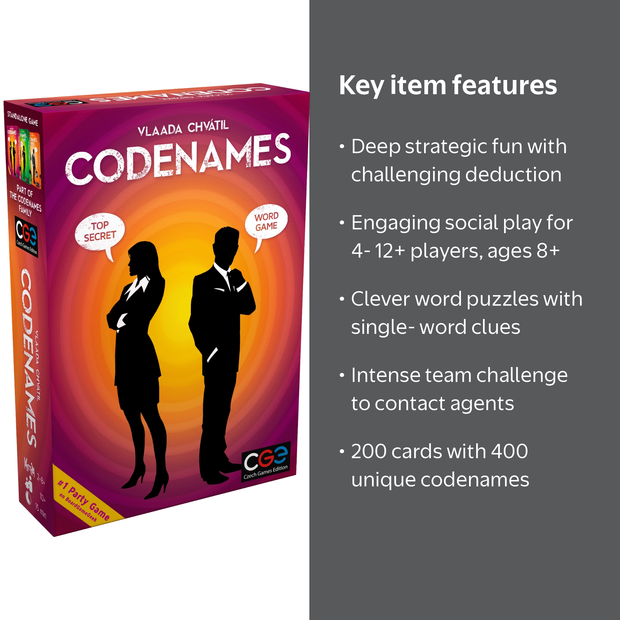 CGE Czech Games Edition Codenames Secret Agent Deduction Game for