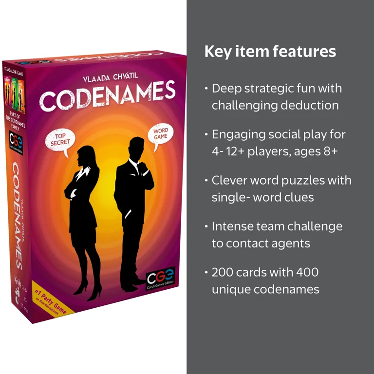 CGE Czech Games Edition Codenames Secret Agent Deduction Game for