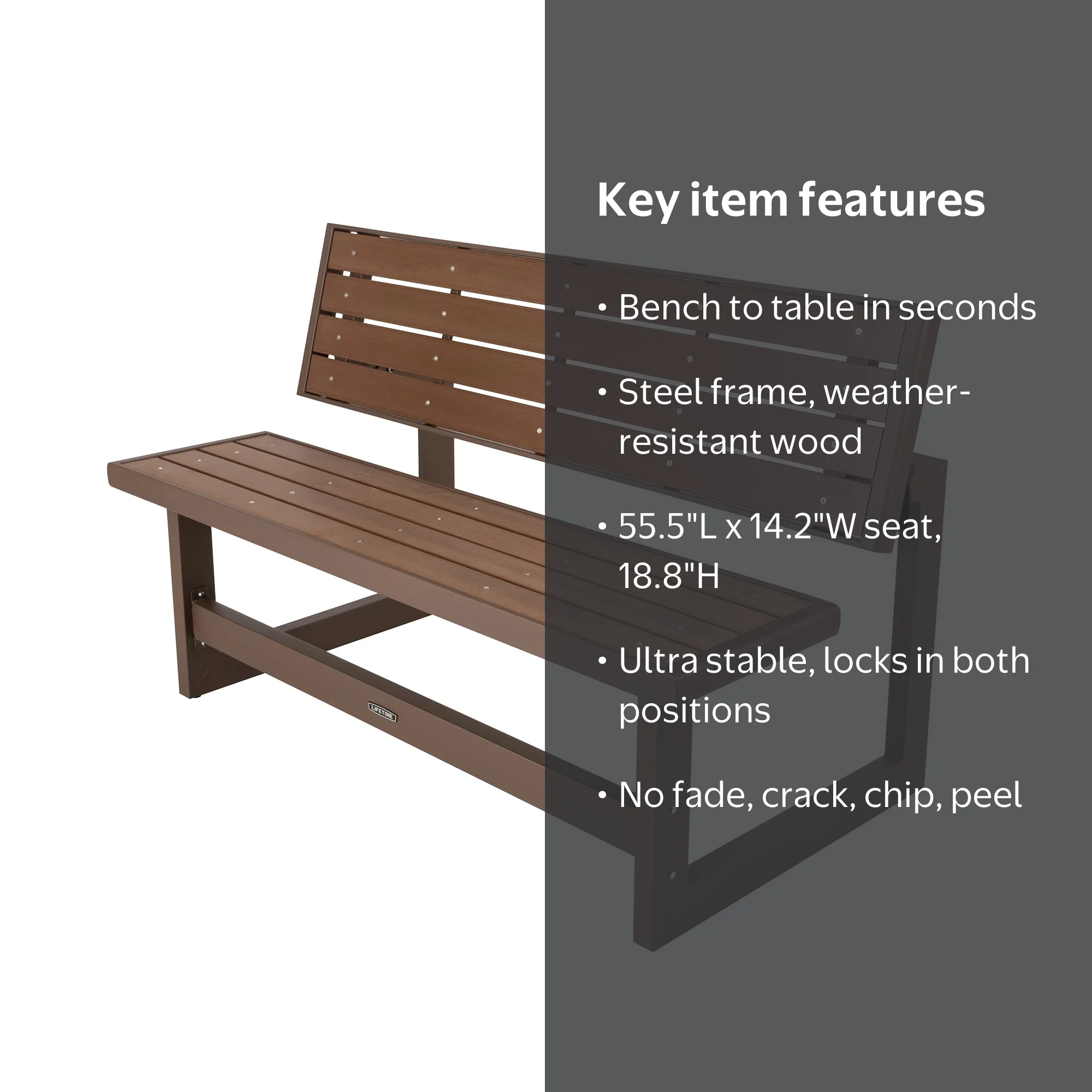 Lifetime Outdoor Convertible Folding, Foldable Picnic Furniture