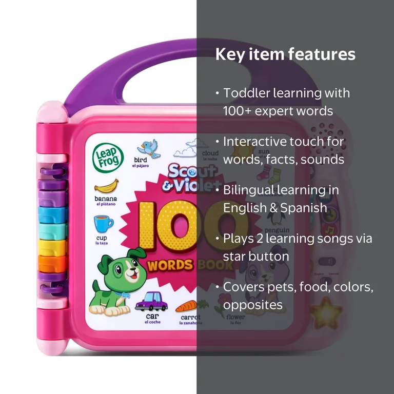 LeapFrog Learning Friends 100 Words Interactive Sounds Book, Pink