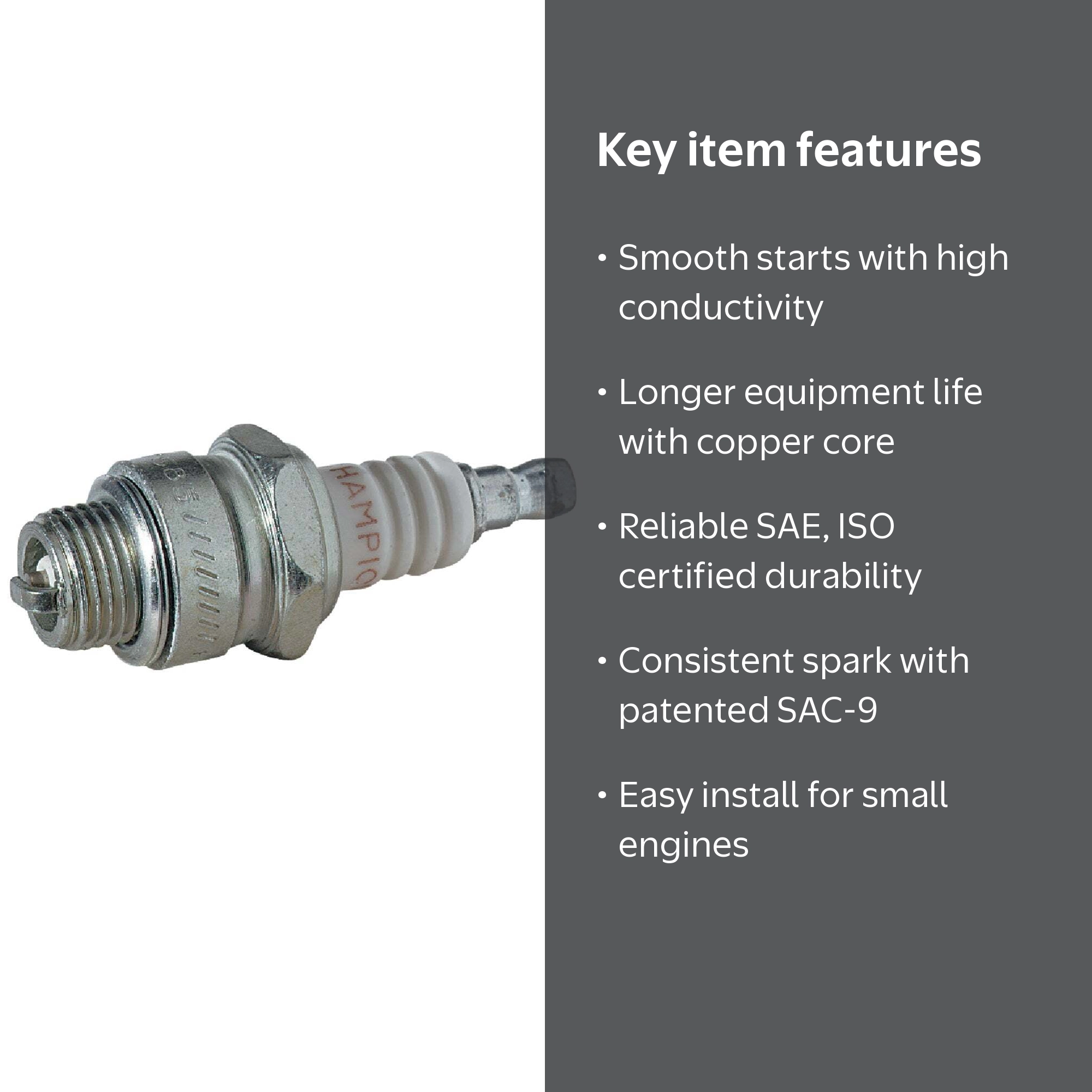 Champion Copper Plus Spark Plug, J17LM, 845-1, Small Engine