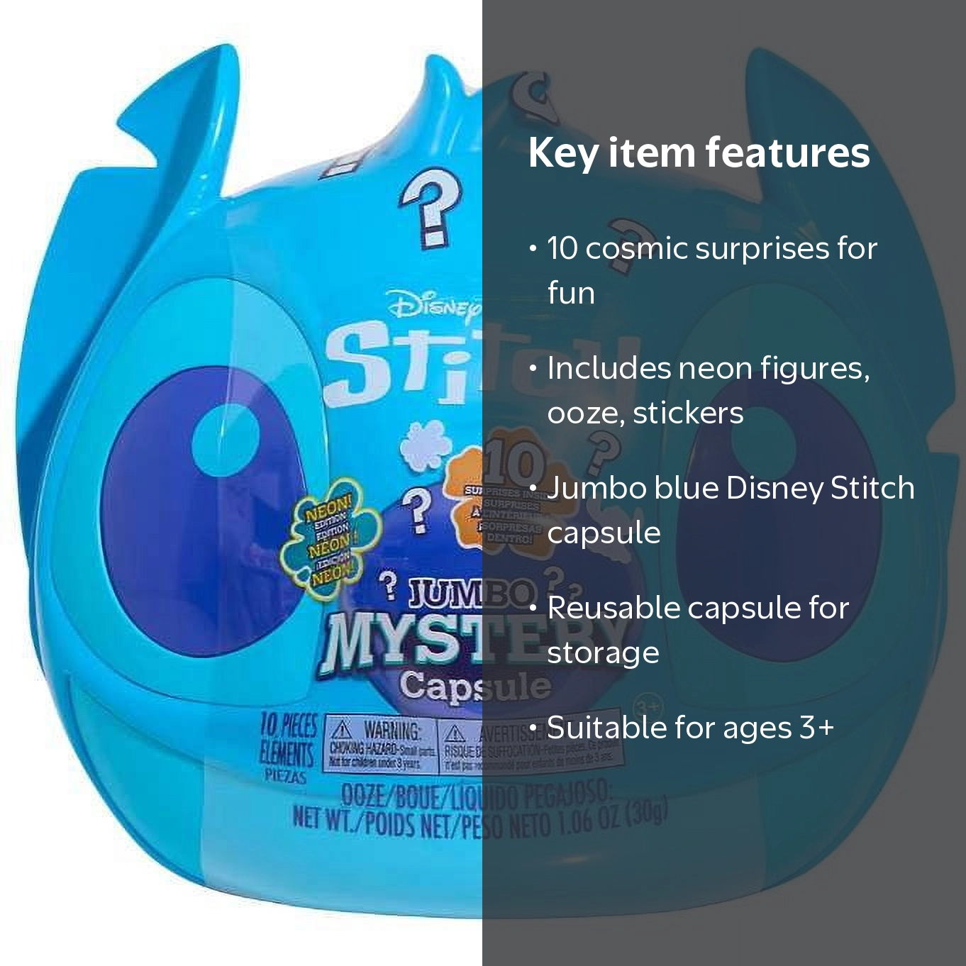 Disney Neon Stitch JUMBO Mystery Capsule Pack (10 Surprises