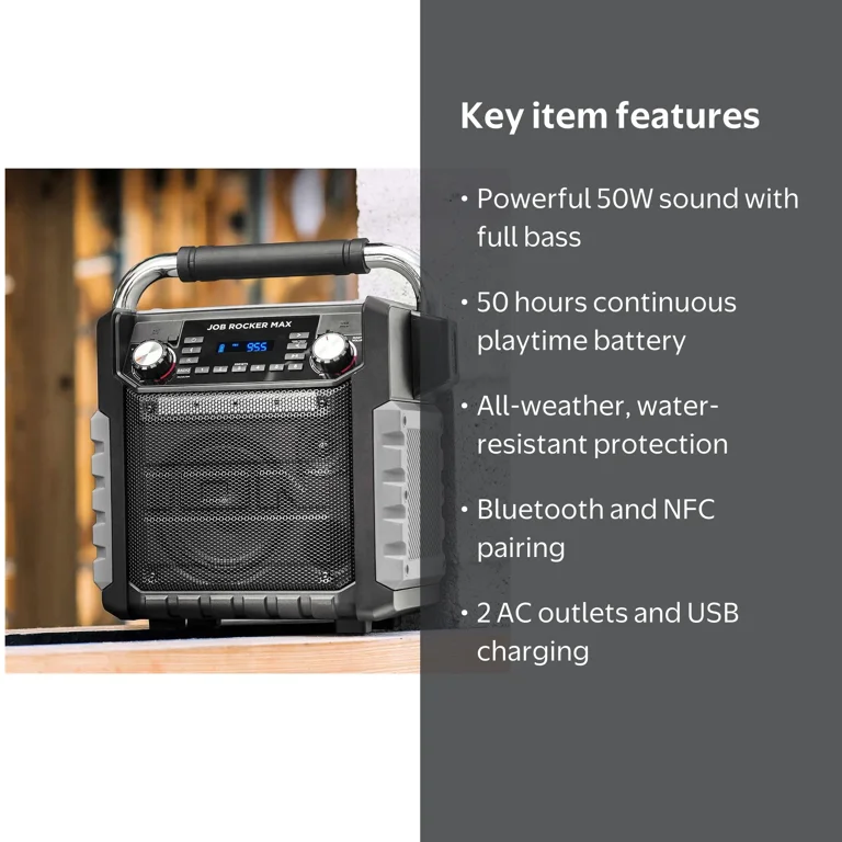 ION Job Rocker Max: Wireless Bluetooth Speaker, Portable, 50W