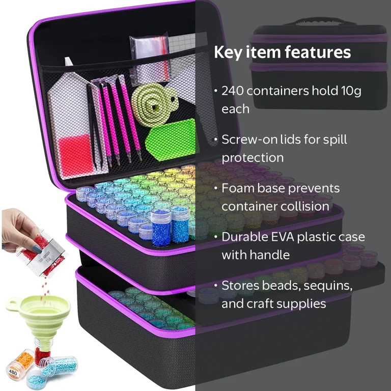 ARTDOT 240 Slot Diamond Painting Bead Storage Organizer, Black