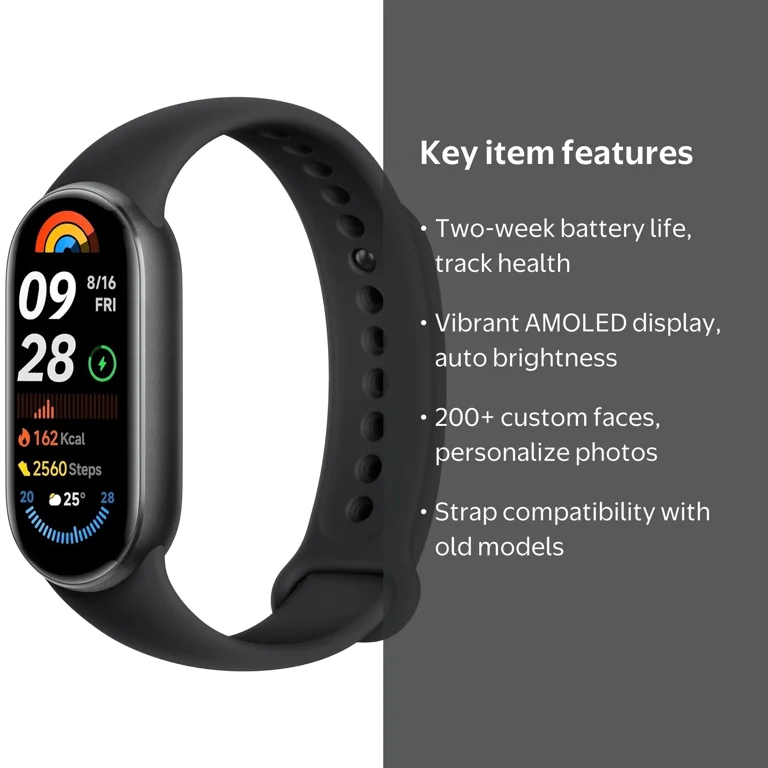 Xiaomi, Smart Band 9 Global, Black, AMOLED Display - Walmart.com