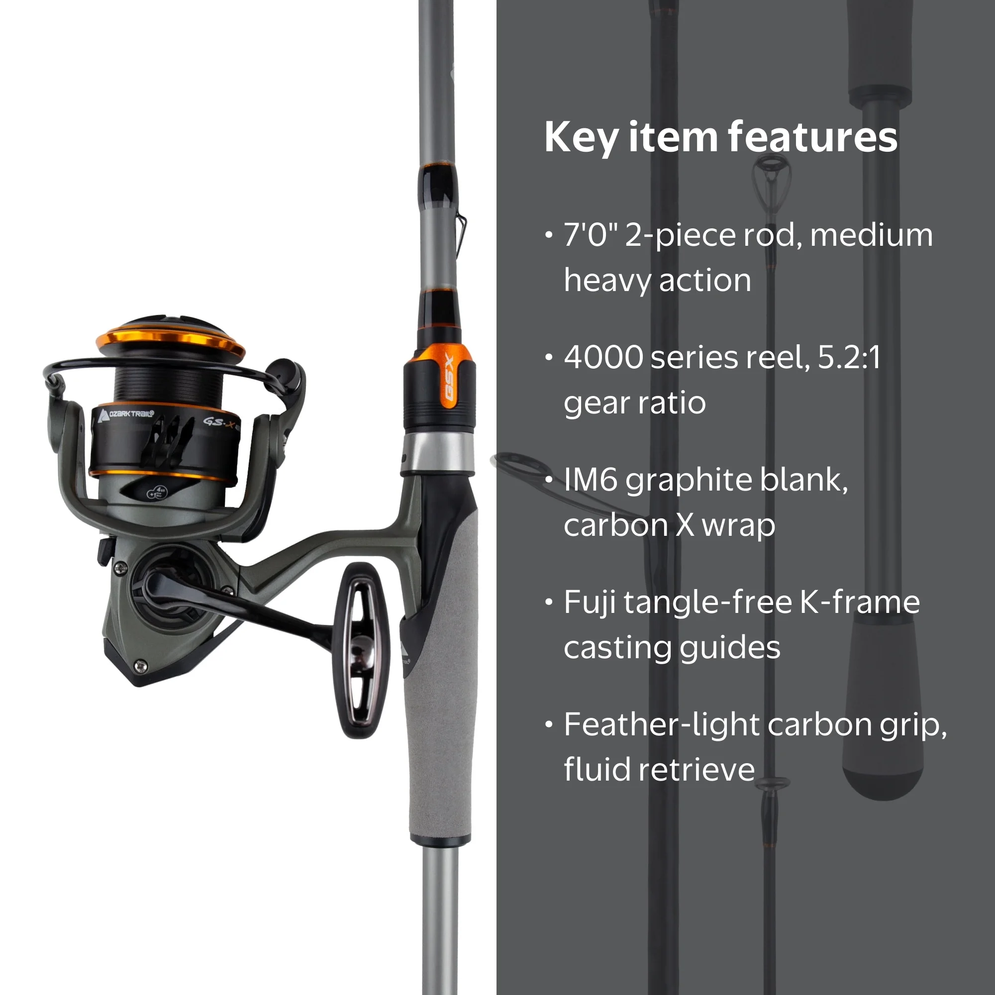 Ozark Trail GS-X Spinning Combo, 7'0'' Medium Heavy action 2
