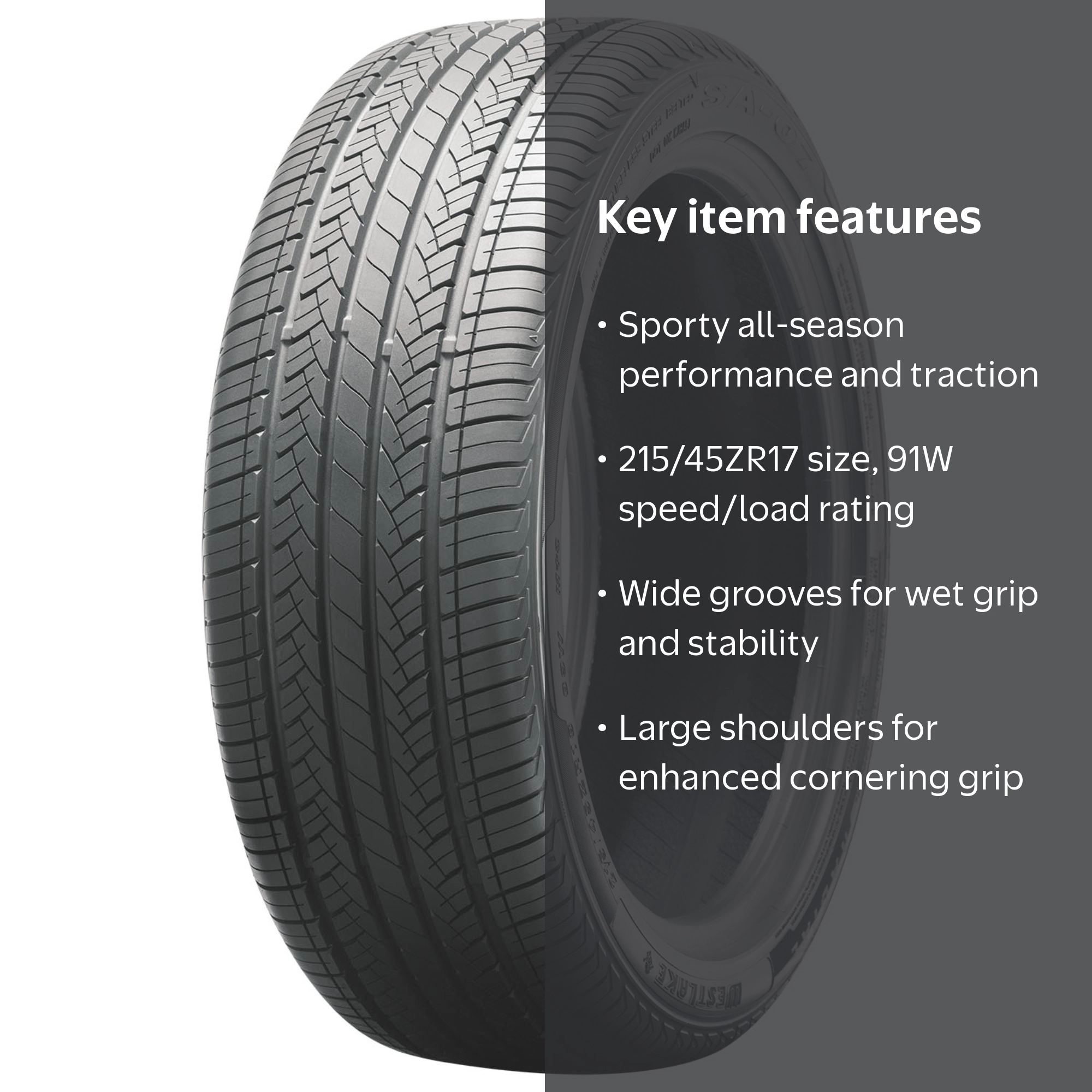Westlake SA07 Sport All-Season Passenger Tire, 215/45ZR17 91W XL