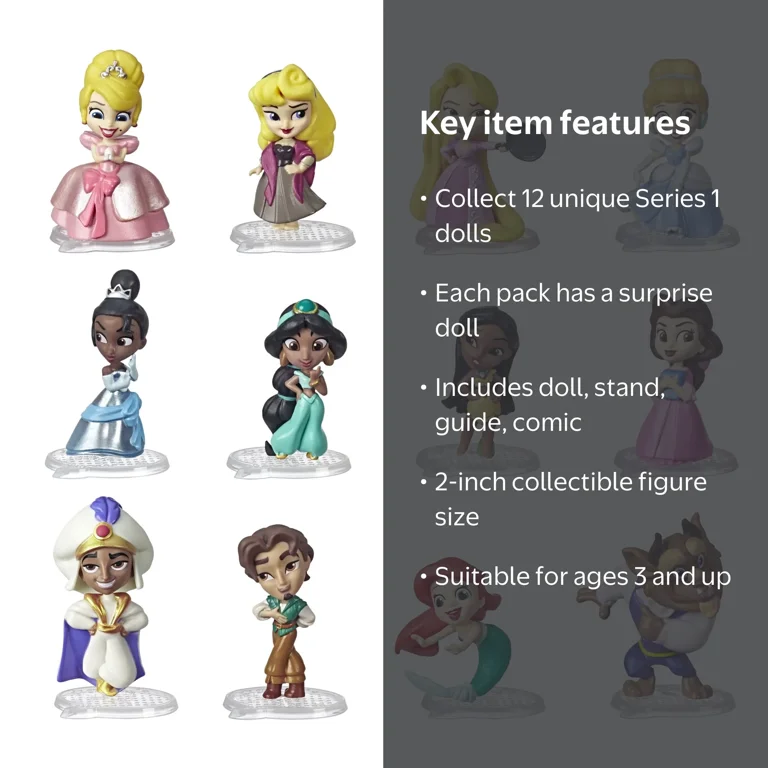 Disney Princess Comics 2-inch Collectible Dolls, Blind Box, Series