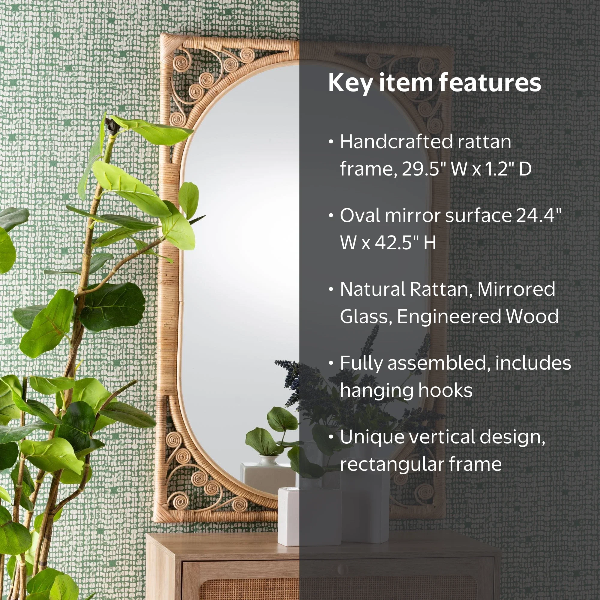 bali & pari Isley Rattan BOHO Mirror, Natural Brown - Walmart.com