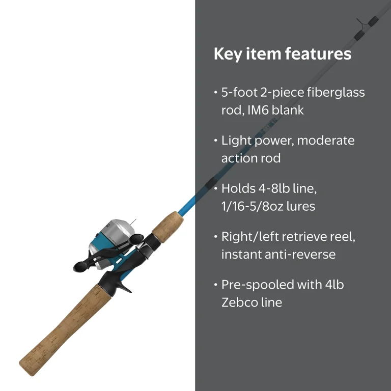 Zebco Fin Commander Spincast Reel & Rod Combo - Fiberglass Set
