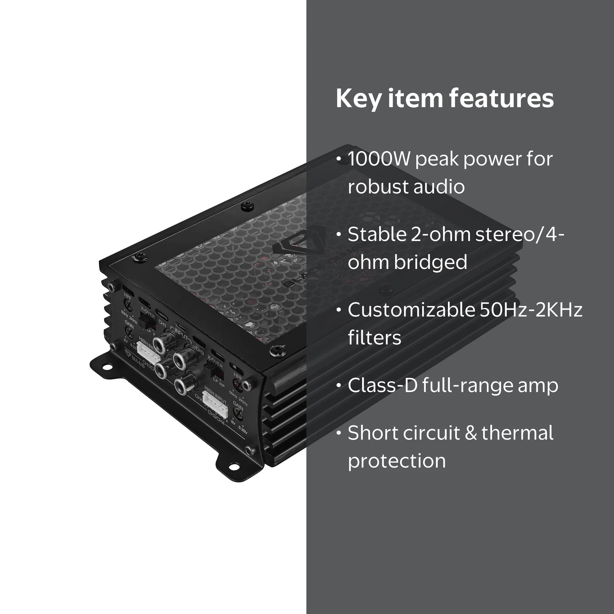 Black Diamond DIA-K4S Full Range Class D 4-Channel Car Amplifier