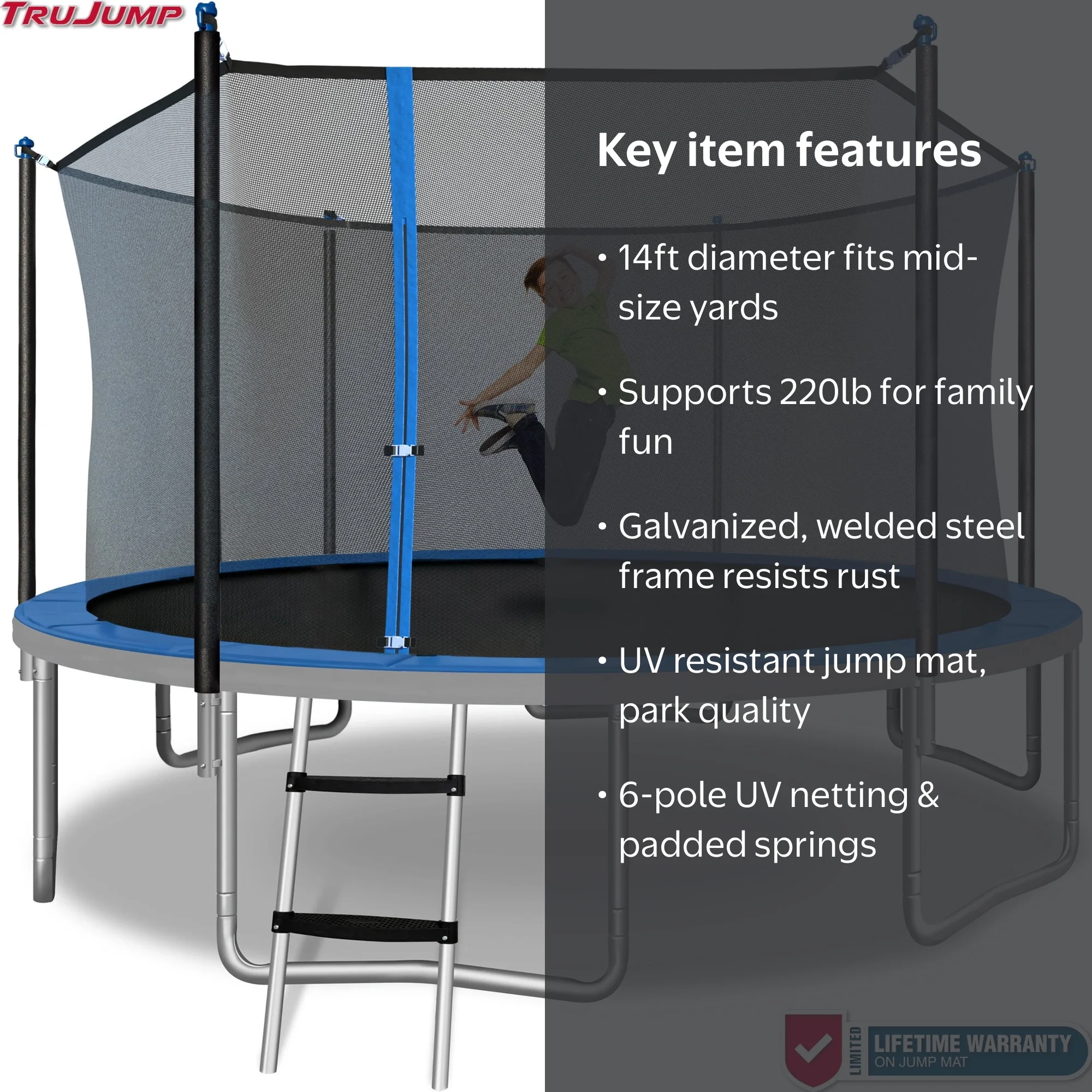 Sportspower TruJump 14ft Trampoline with Safety Enclosure & Jump