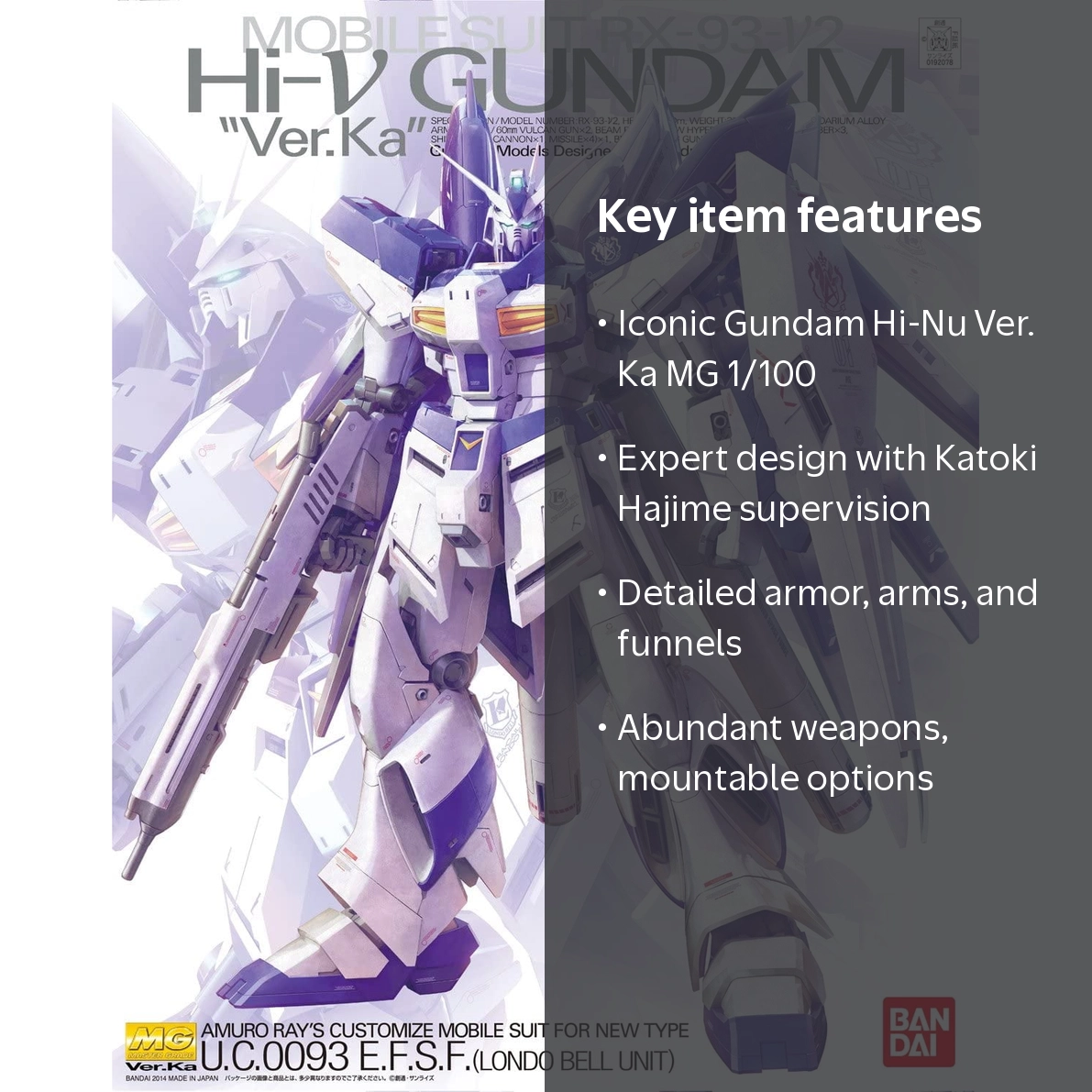 Bandai Hi Nu (Hi-V) Gundam Ver. Ka MG 1/100 Model Kit - Walmart.com