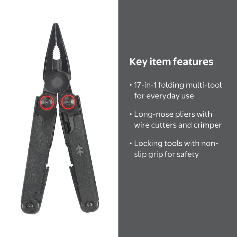 Swiss Tech Praktisch AUS-8 17-in-1 Folding Multi Tool with Leather