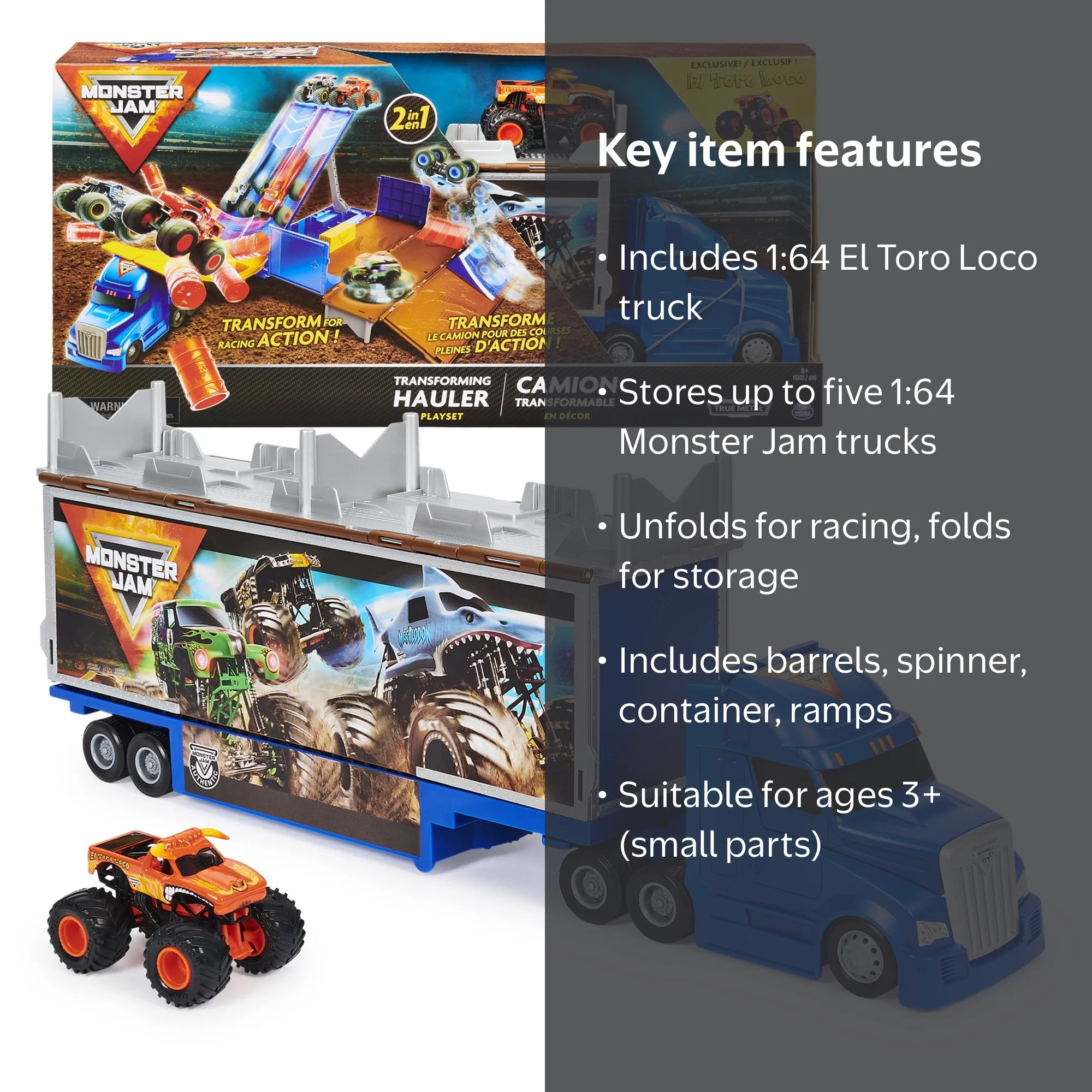 Monster Jam Transforming Hauler Playset for Indoor Play - Walmart