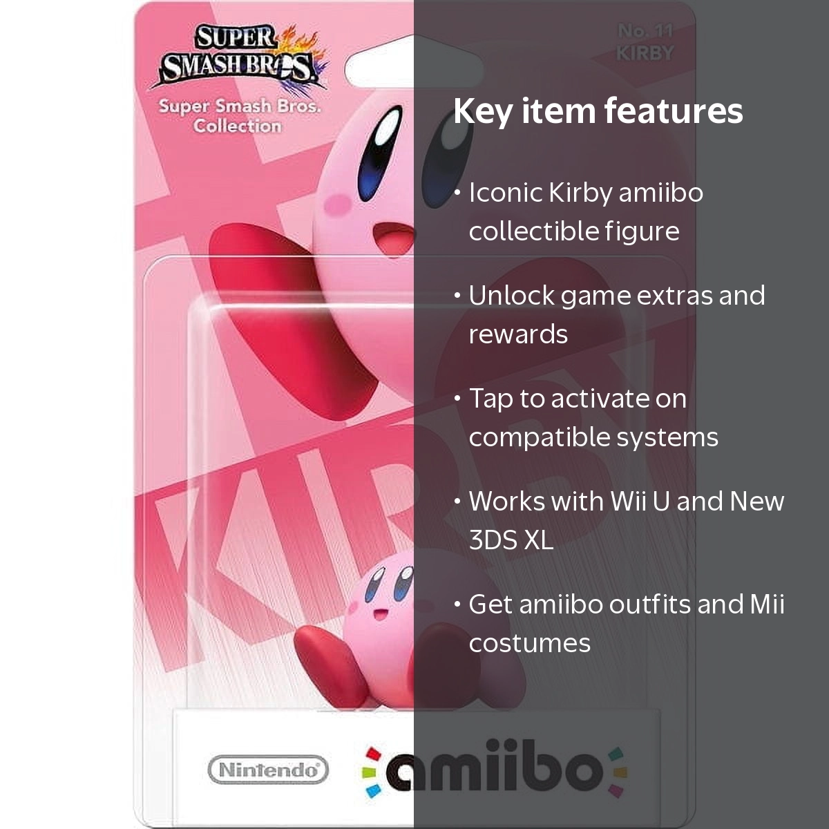 Nintendo, Super Smash Bros Series Kirby Amiibo, Pink, 7.2 inches