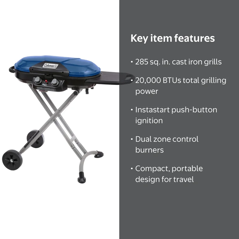Coleman, Grill, RoadTrip X-Cursion 2 Burner Propane, Stand Up Blue
