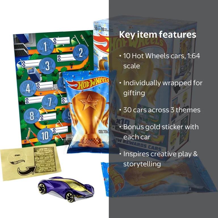 Hot Wheels Rewards Cars, 10-Pack 1:64 Scale Toy Cars in Individual