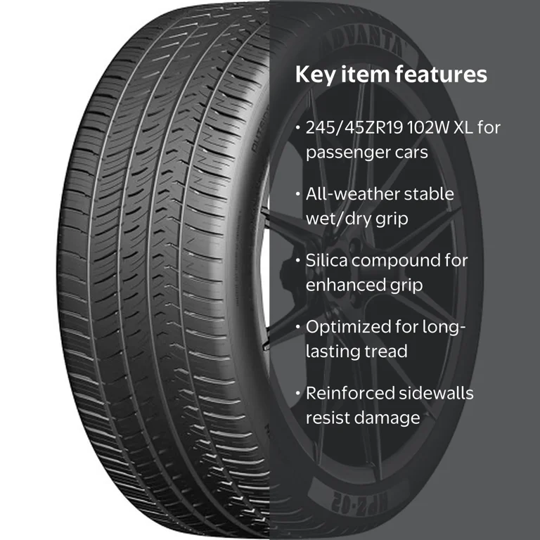 【屋内保管】245/45ZR19 タイヤ 2本セット Advanta HPZ-02 High Performance All Season Tire, 245/45R19 102W XL