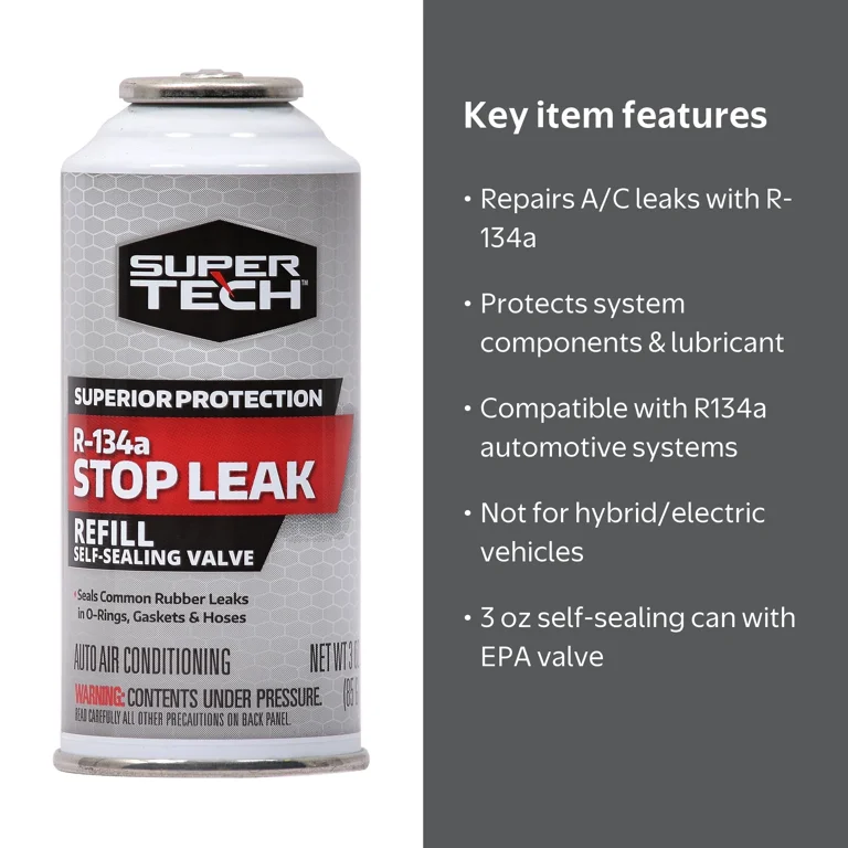 Super Tech Auto R-134a Refrigerant with Stop Leak, Self-Sealing