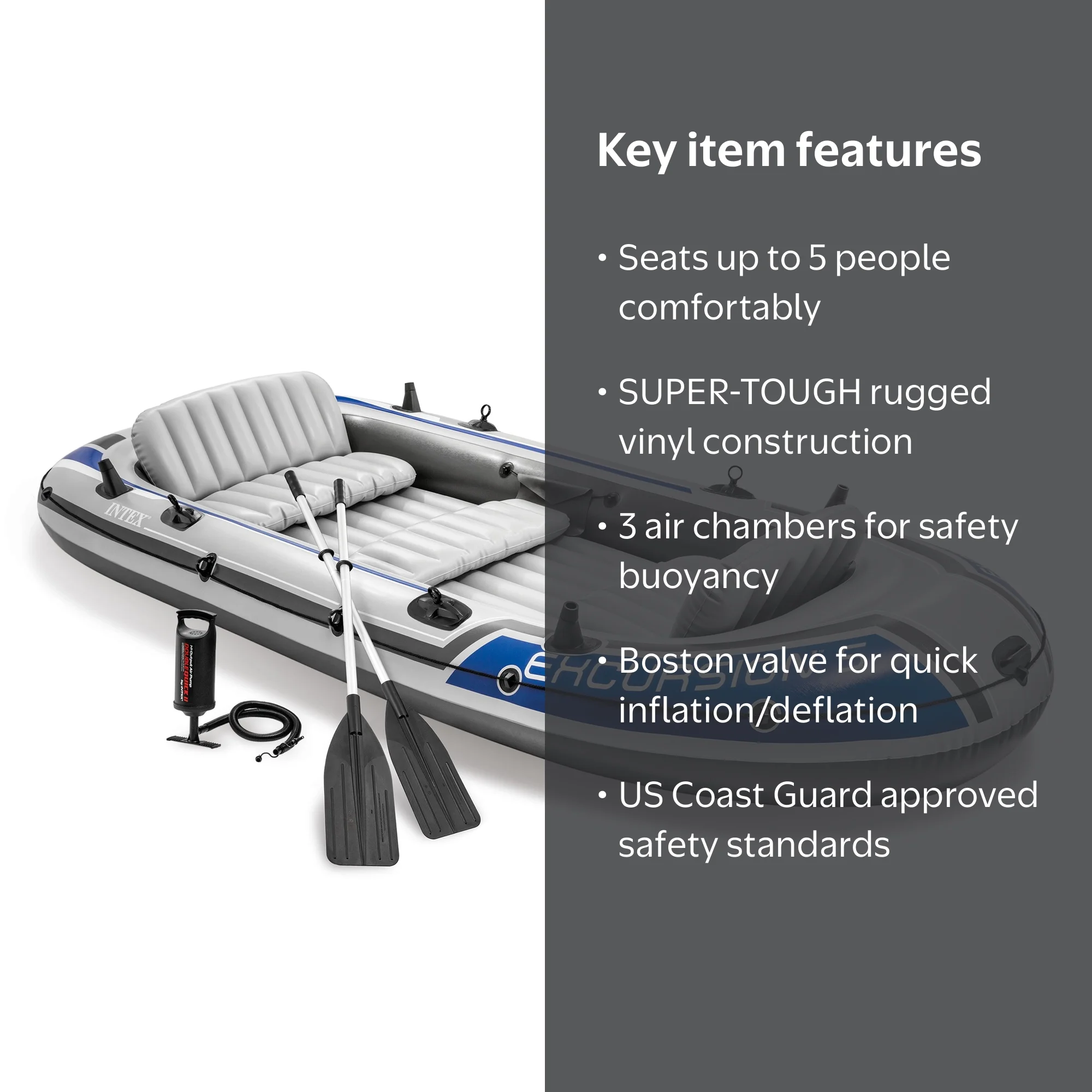 Intex Excursion 5-Person Inflatable Raft with Fishing Rod Holders