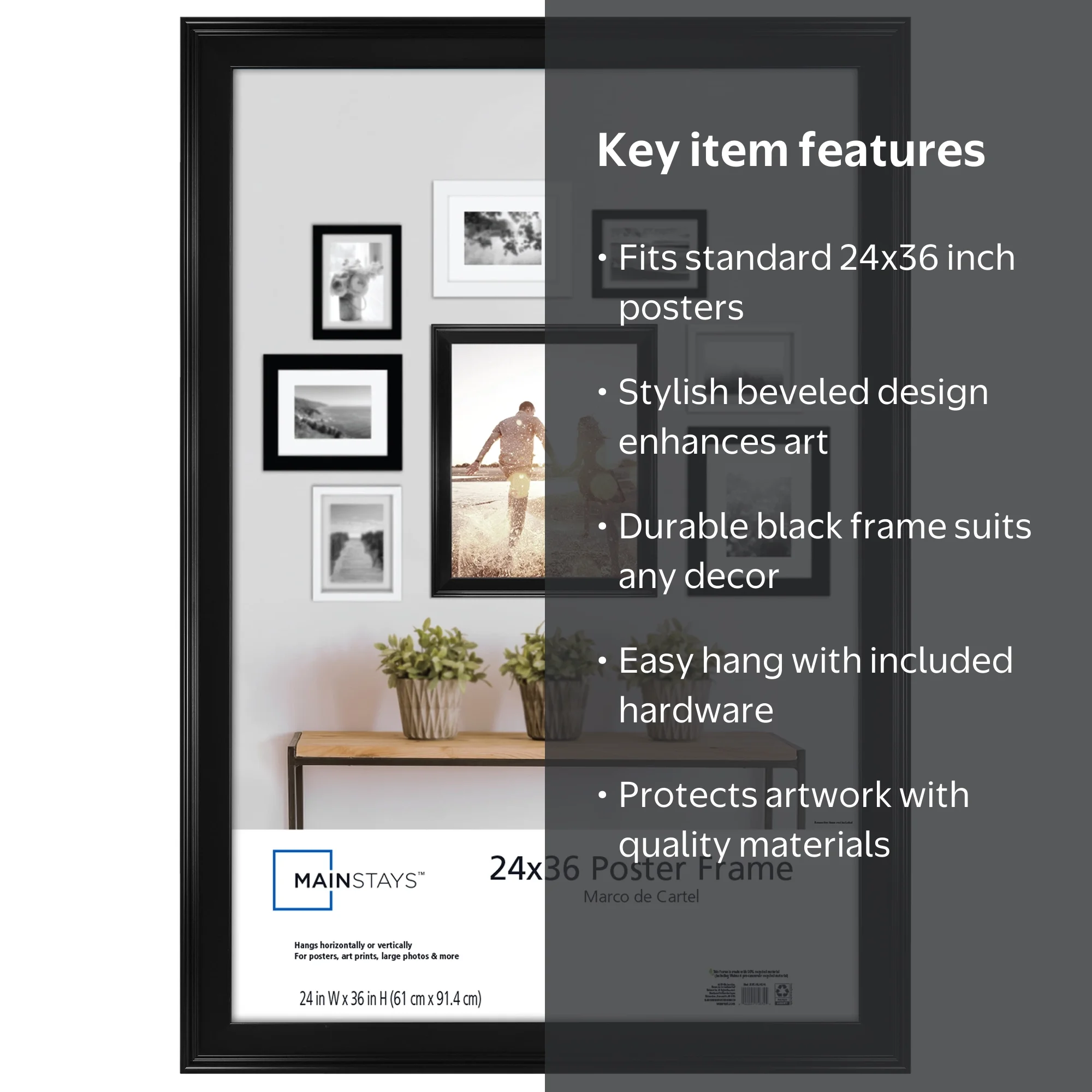 Mainstays 24 in x 36 in Black Beveled Poster Frame - Walmart.com
