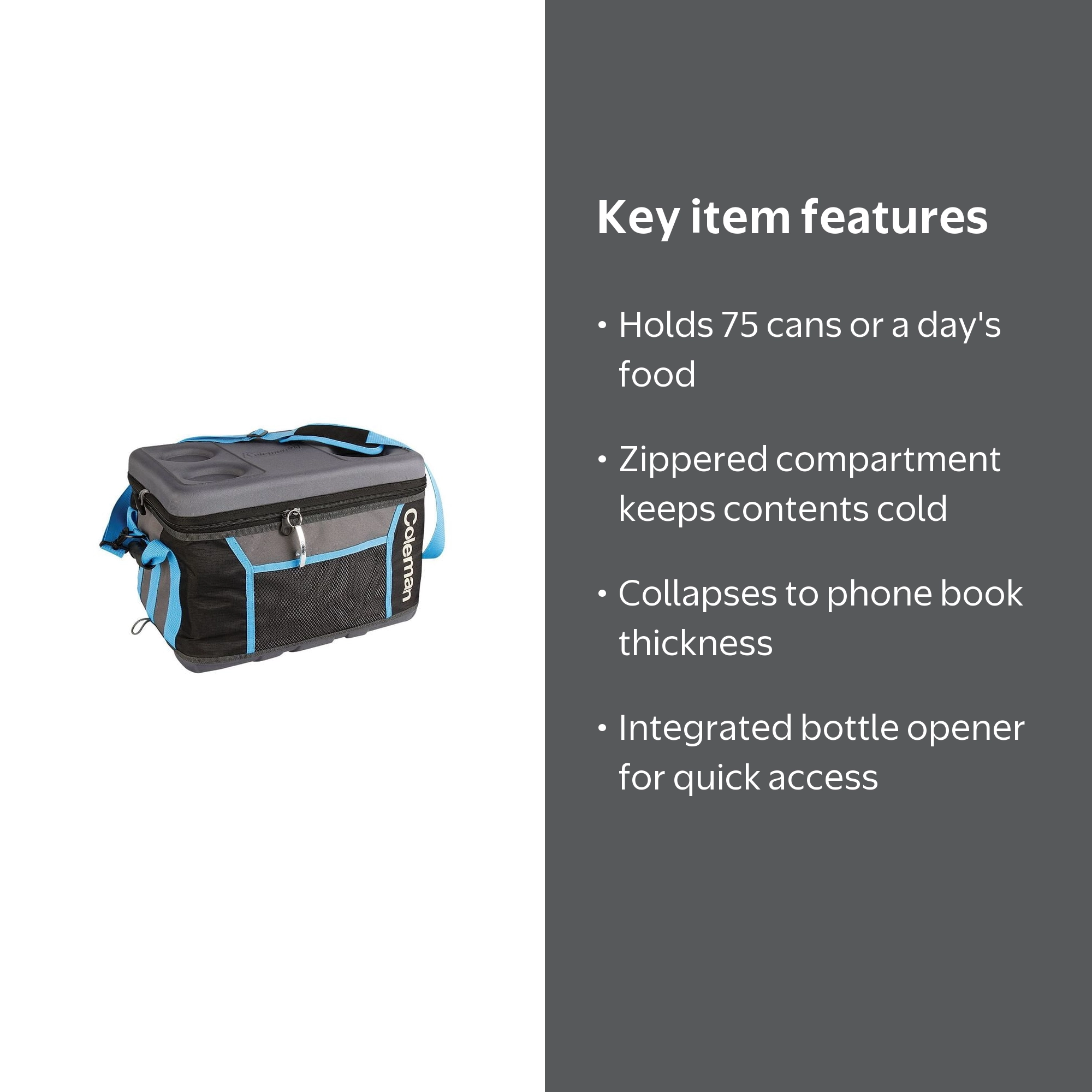 Coleman 75 Can Collapsible Sport Cooler - Gray/Blue - Walmart.com