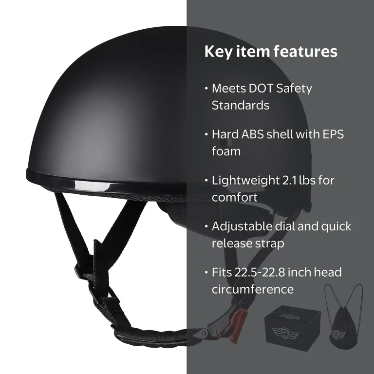 dot german style motorcycle helmet dot Half Ride with the perfect balance of classic outlaw style and modern safety in the Daytona German Helmet D.O.T. German- Dull Black