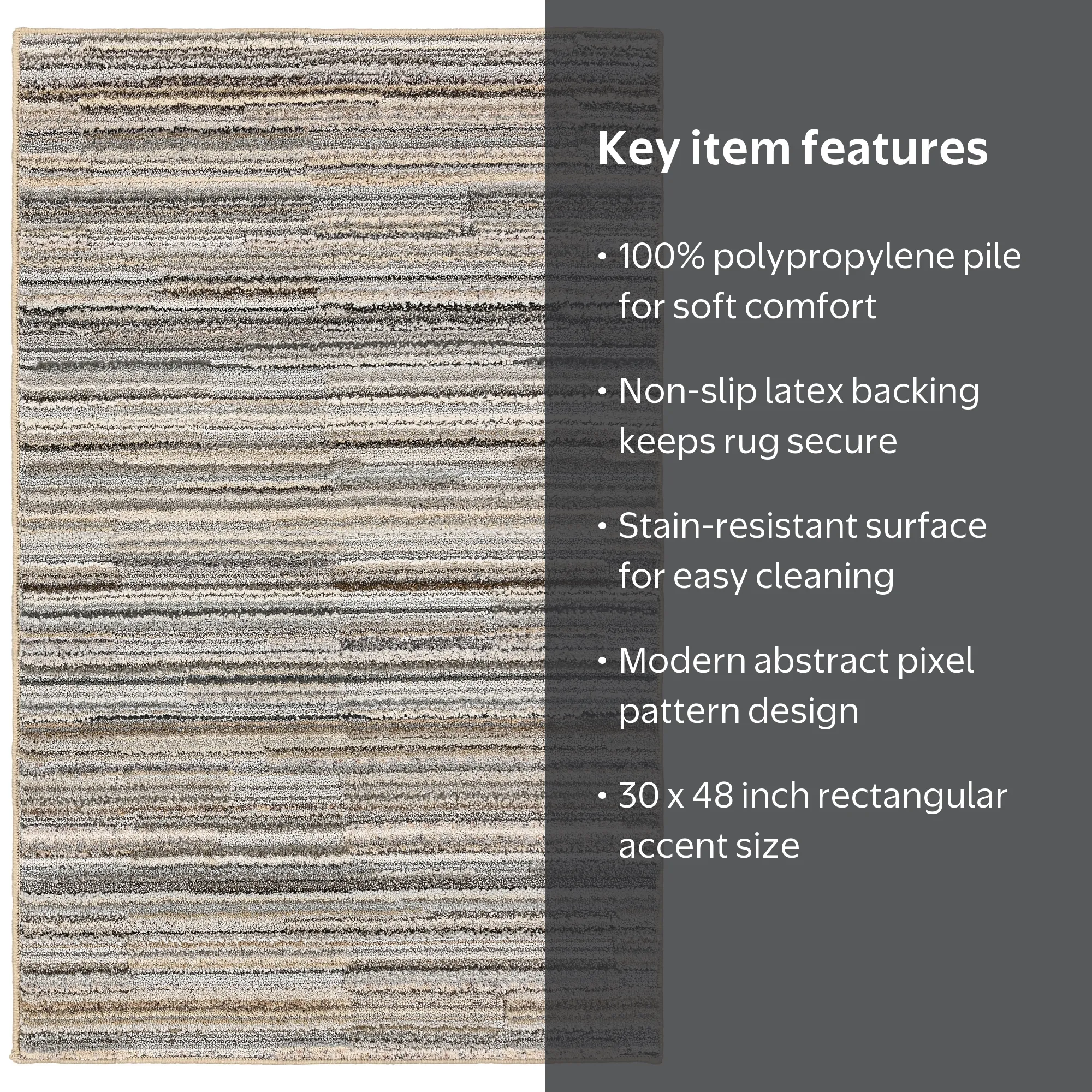 Mainstays Studio Plush Pixel Tan/Gray Indoor Accent Rug, 30