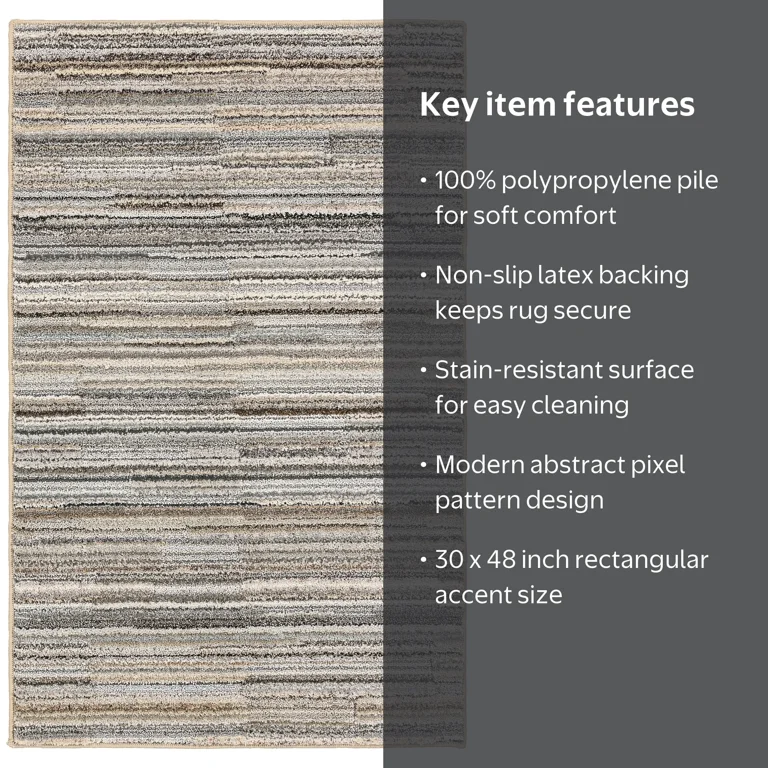 Mainstays Studio Plush Pixel Tan/Gray Indoor Accent Rug, 30