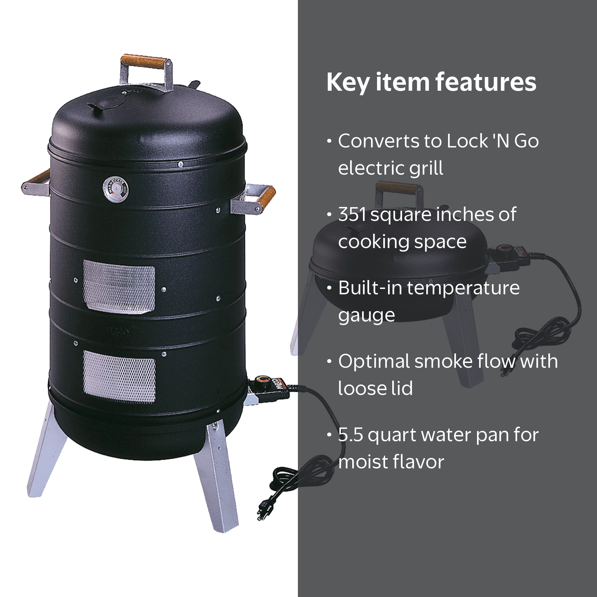 Americana 2-in-1 Electric Combination Water Smoker - Walmart.com