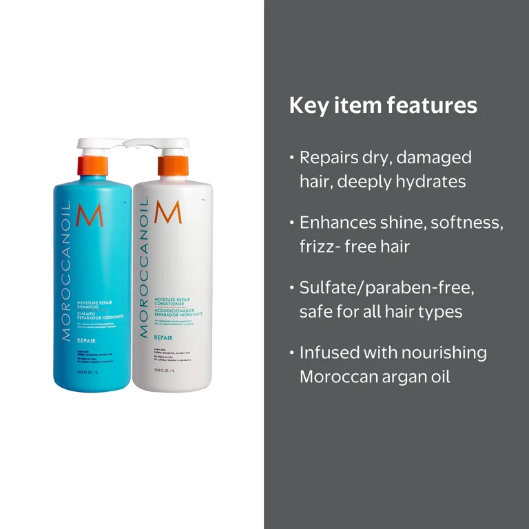 Moroccanoil, Moisture Repair Shampoo and Conditioner, 33.8oz combo