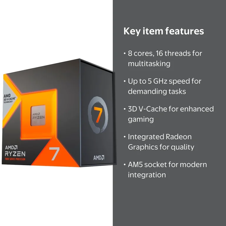 AMD Ryzen 7 7800X3D, 8-Core Socket AM5 120W Processor with Radeon