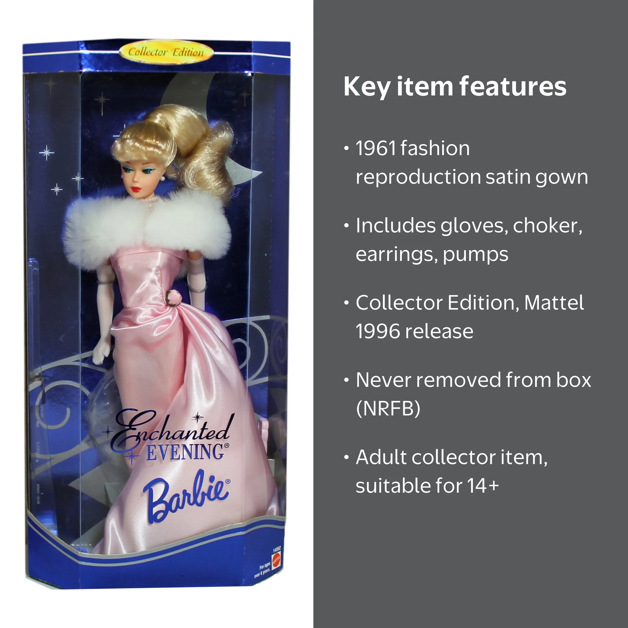 1996 Mattel Enchanted Evening Barbie Collector Edition, NRFB, Non