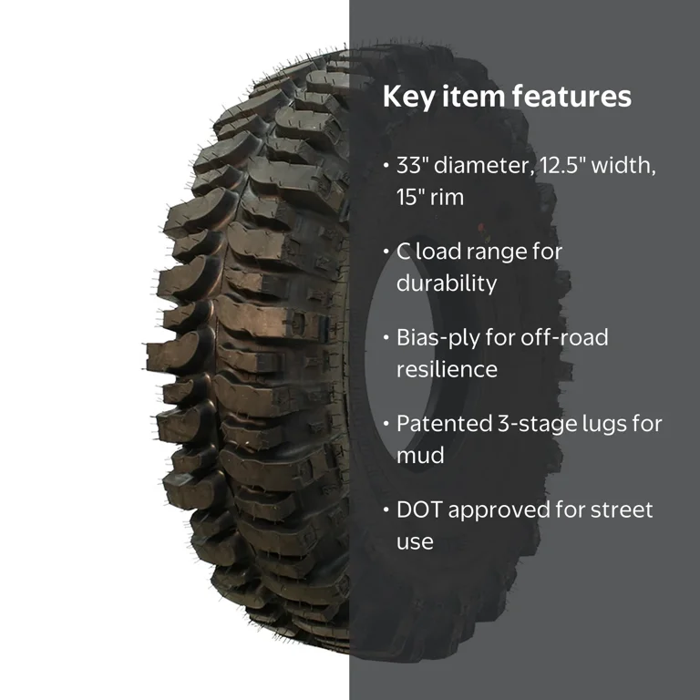 Interco Super Swamper TSL Bogger LT, M/T Tire, 33X12.50-15 Load C