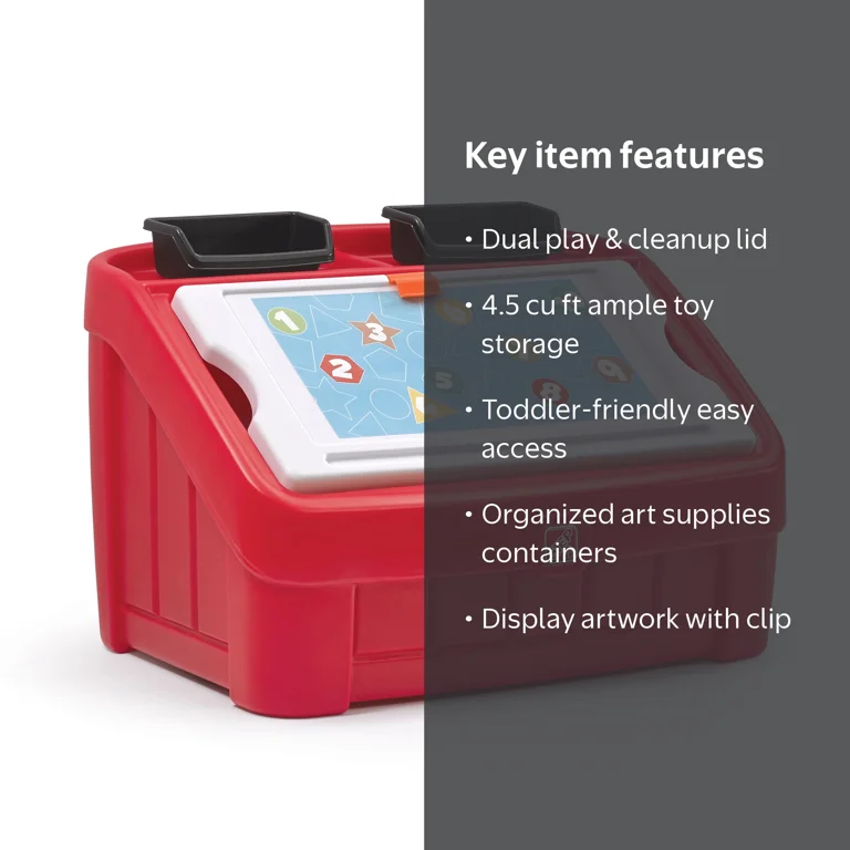 Step2 2-in-1 Kids Toy Box and Art Lid, Red - Walmart.com
