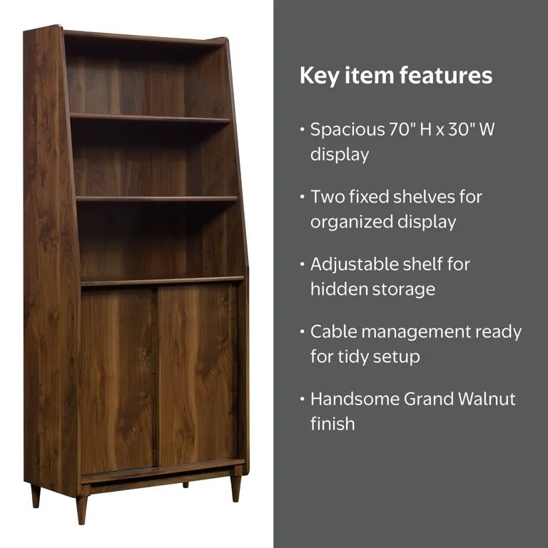 Sauder Harvey Park Wide Bookcase, Grand Walnut Finish - Walmart.com