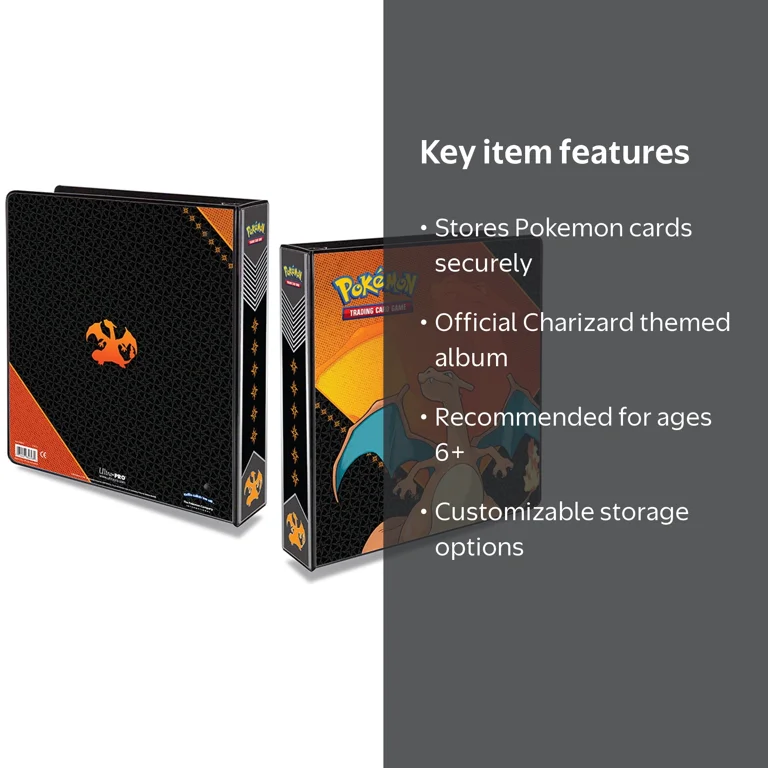 pokemon card binder charizard Ultra Pro Pokmon Mega 2-Inch Album : Toys & Games PVC materials 9 Pocket Charizard Zipper Binder