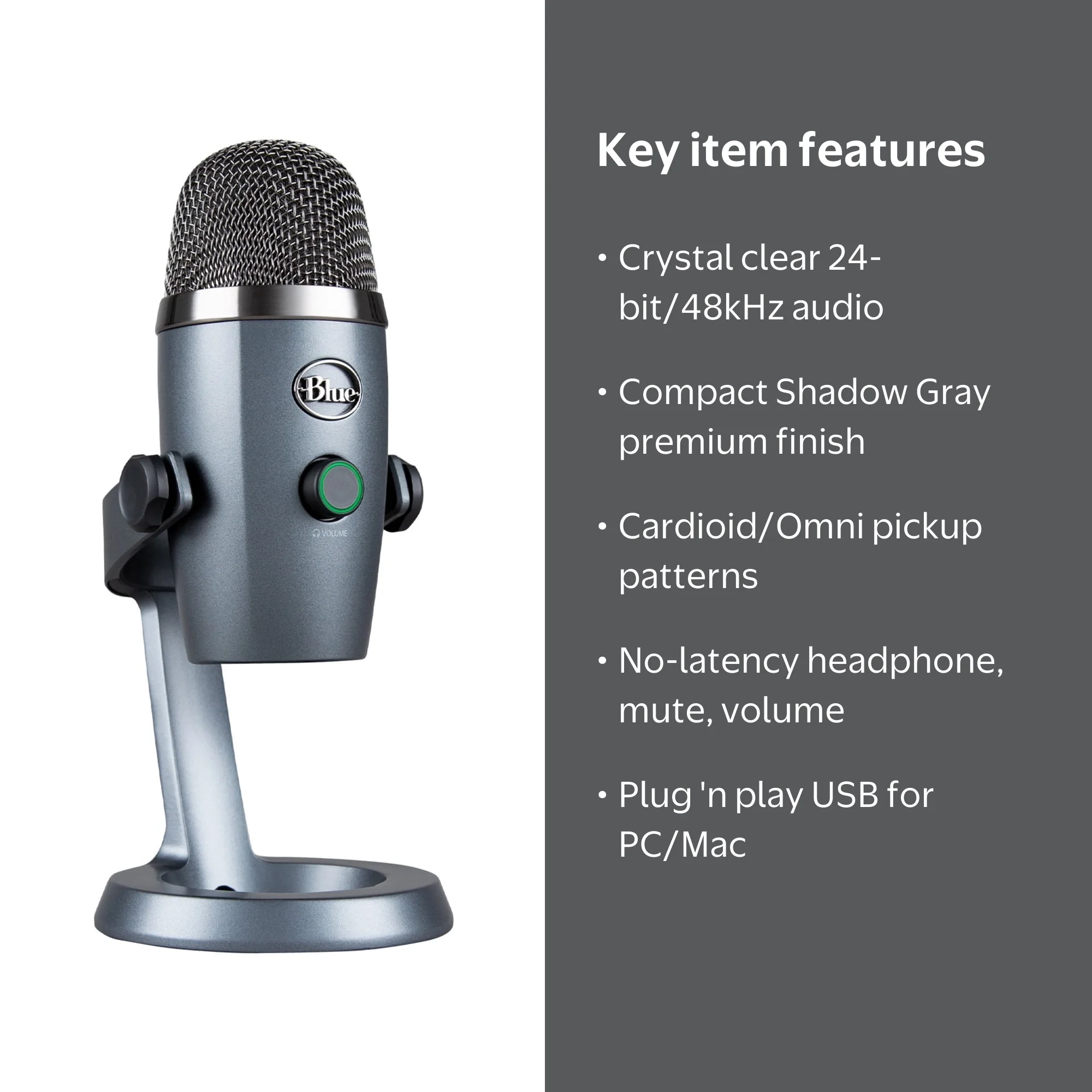 Blue Yeti Nano Premium USB Microphone (Shadow Gray) - Walmart.com