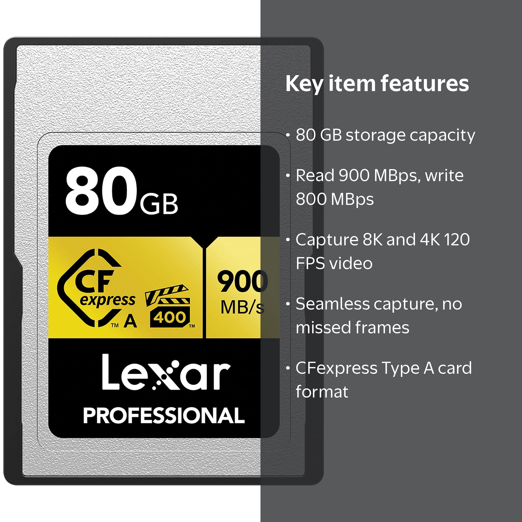 Lexar, CFexpress Type A Card GOLD Series, 80 GB, 900 MBps Read