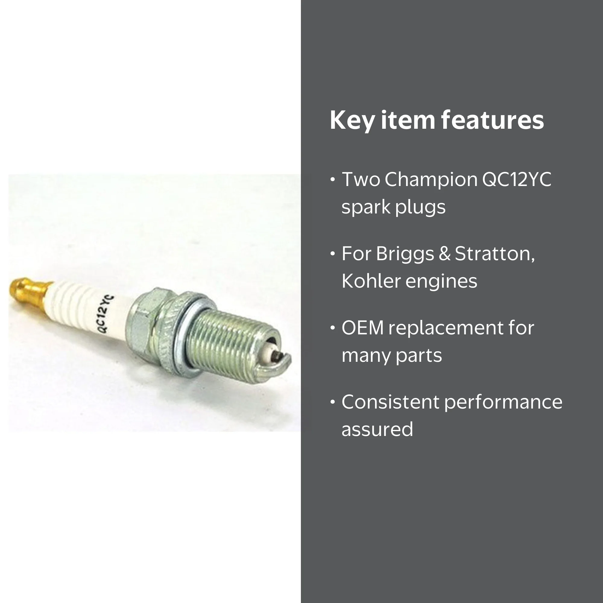 2 Pack) Champion Spark Plug QC12YC Compatible with Briggs