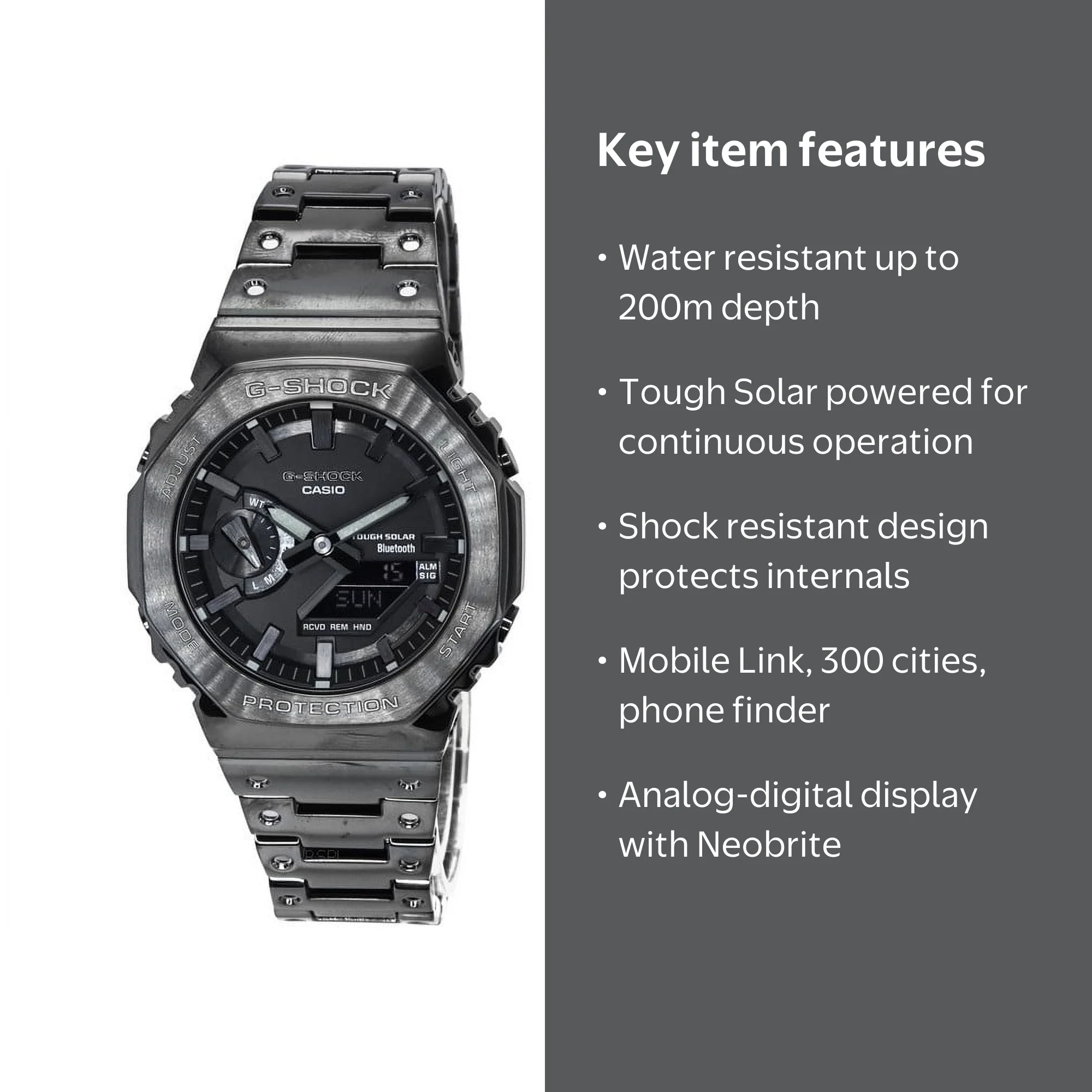 Casio G-Shock Full Metal Mobile Link Analog Digital Solar GM