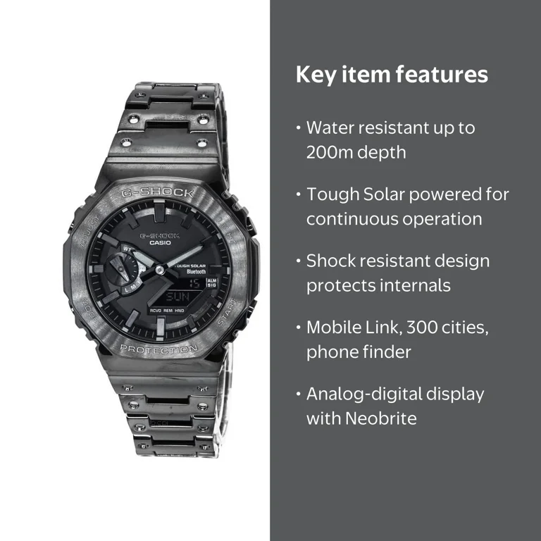 Casio, G-Shock Full Metal Mobile Link Watch, GM-B2100BD-1A, Black