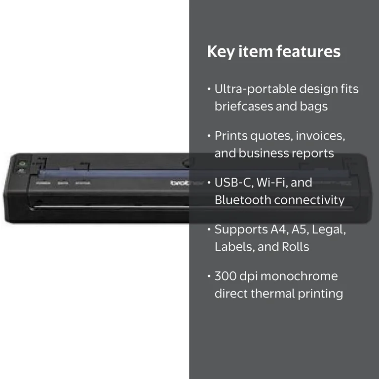 Brother PocketJet PJ-883 Mobile Thermal Printer, 300 dpi