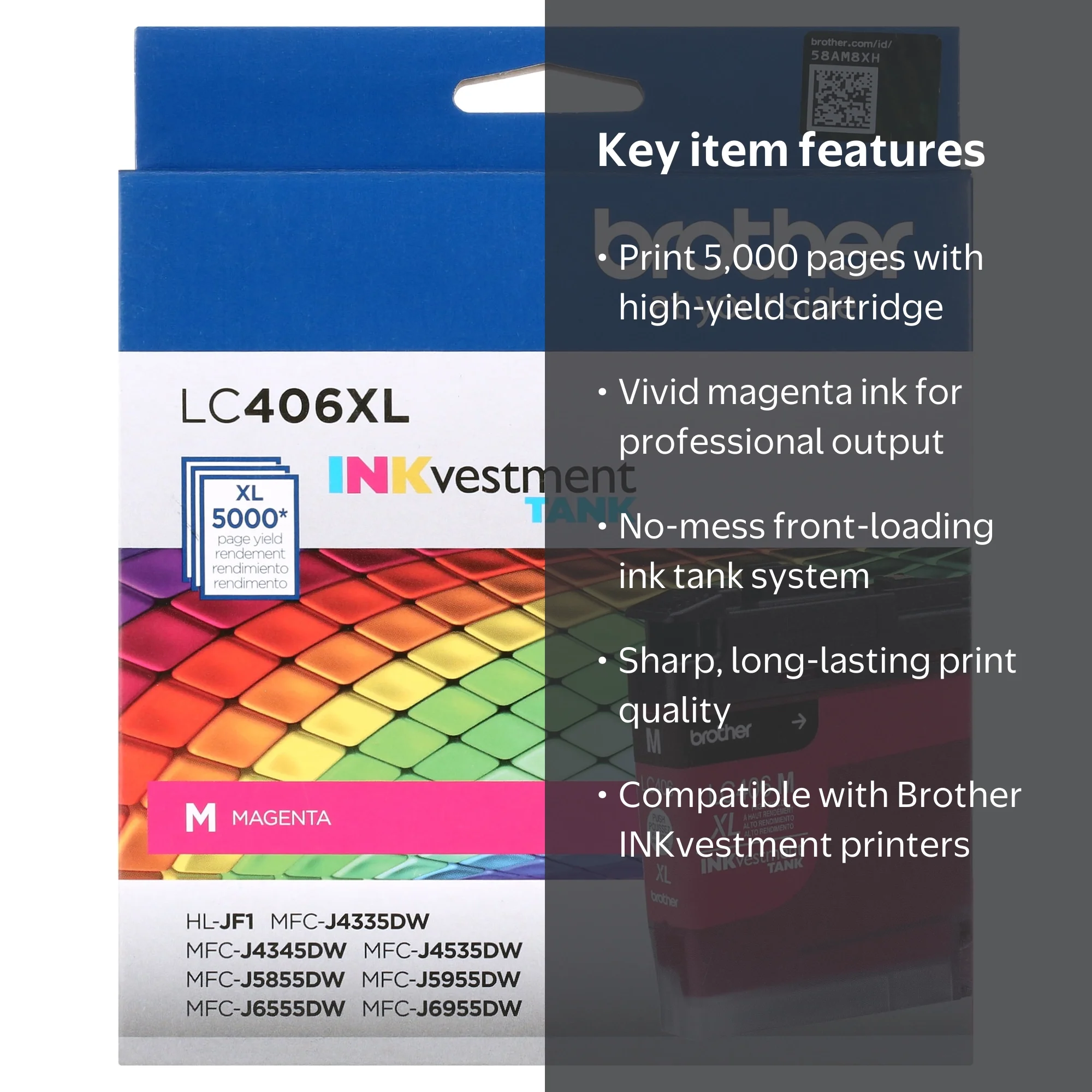 Free Shipping! Brother Magenta INKvestment High-Yield Inkjet