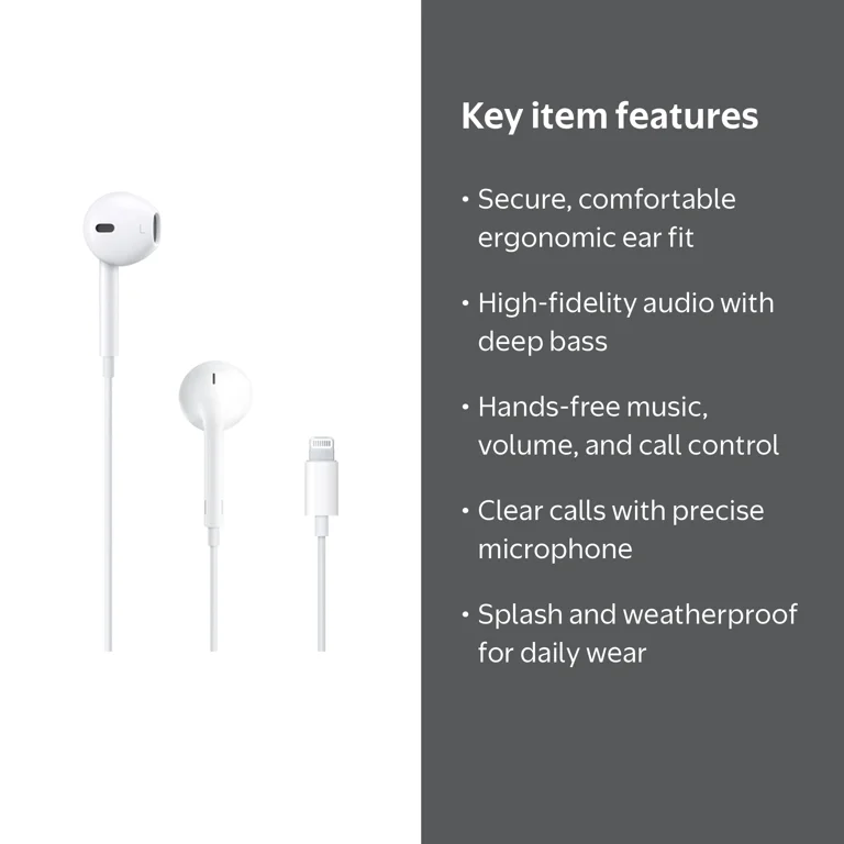 Apple EarPods Headphones with Lightning Connector & Remote
